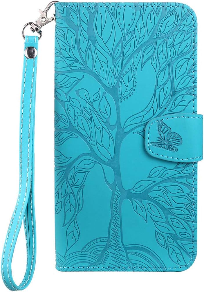 Annuo Wallet Case for Samsung A10/M10(6.2") Leather Case Shockproof Magnetic Kickstand Slim Butterfly Flip Phone Case for Samsung Galaxy A10/M10(6.2") Wallet Case with Card Holder Strap Blue - Image 3