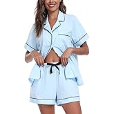 EA'S SECRET Womens Pajamas Set 100% Cotton Soft Short Sleeve Sleepwear Button Down Nightwear Summer Pj Sets S-XXL