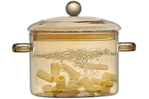 Meyrwoy Glass Simmer Pot, 1.5L/50 Oz, High Borosilicate, Non-Stick, Clear, With Lid, Amber