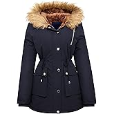 Garemcy Womens Winter Water Repellent Coat Thicken Puffer Jacket Warm Fleece Lined Parka With Fur Hood Coat