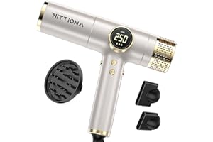 HITTIONA Dual Voltage Ionic Hair Dryer with Diffuser - 2000W Travel Blow Dryer for Fast Drying No Heat Damage No Frizz, Low N