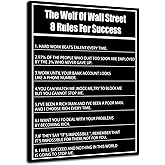 QYHART Inspirational Canvas Wall Art 8 Rules for Success Picture Poster Motivation Quotes Print on Canvas Use for Home Kitchen Living Room Office Decor Artwork Framed Ready to Hang [18''Wx 24''H]