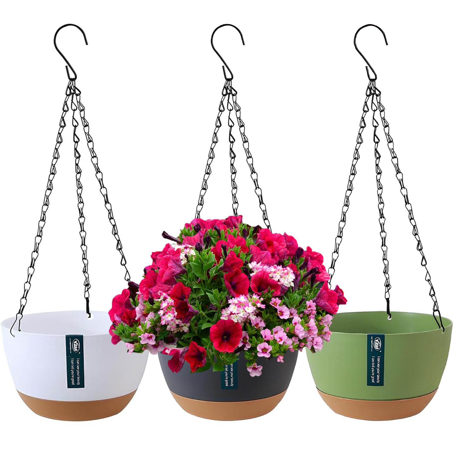 Duscdesp 3 Pack Hanging Planters,Hanging Plant Pots Indoor and Outdoor,Hanging Basket Plant Hanger with Drainage Hole,Hanging Flower Pot for Indoor Outdoor