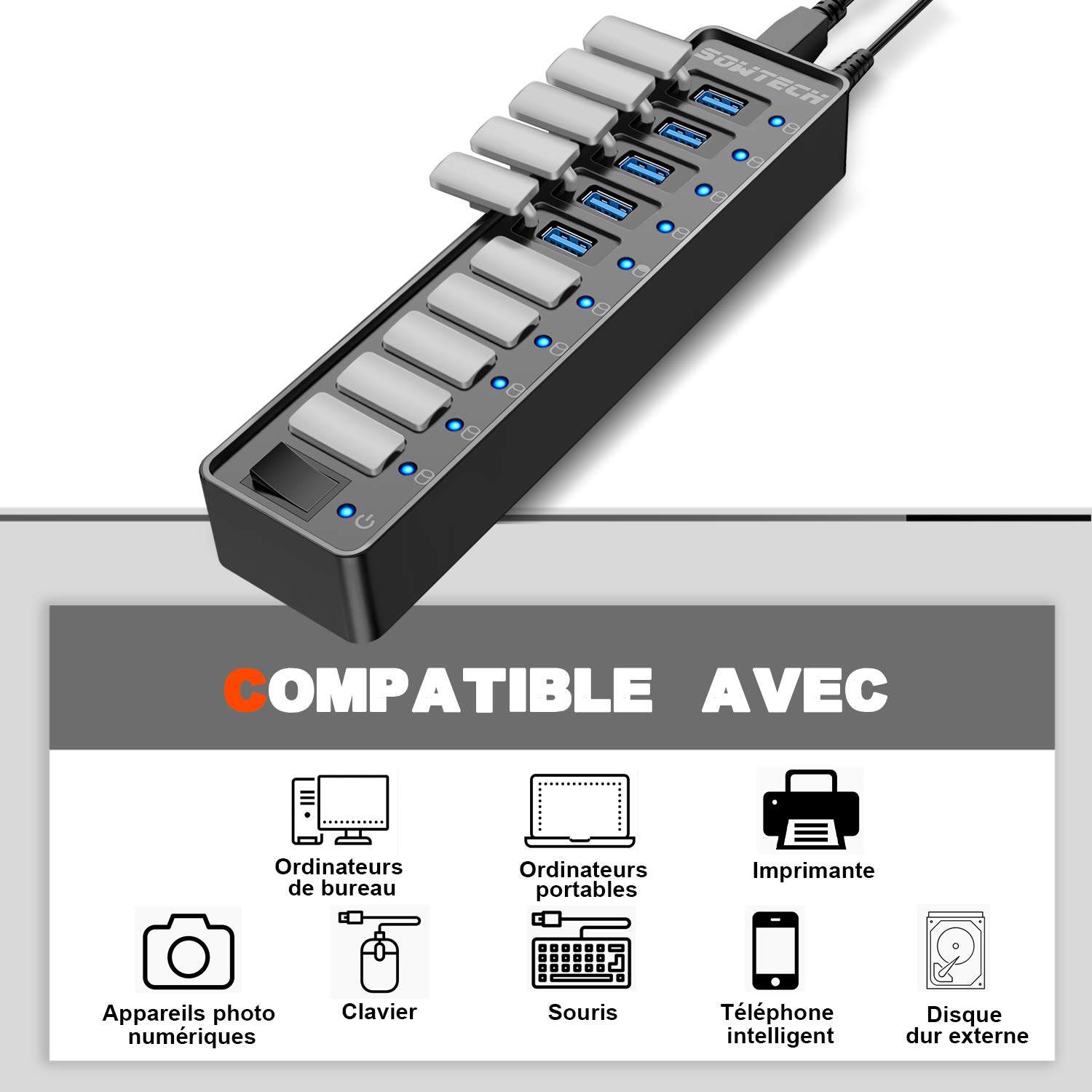 SOWTECH HUB USB 3.0 (10 Ports HUB USB 3.0)