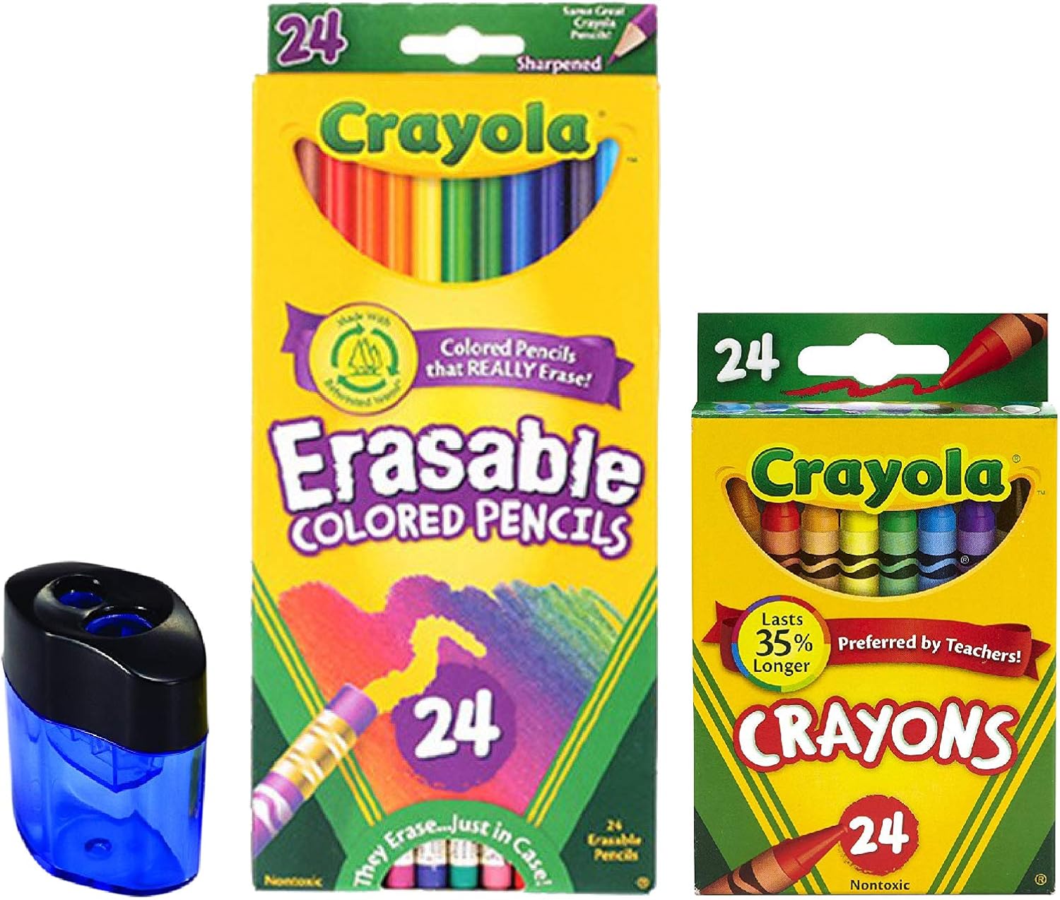 Crayola Erasable Colored Pencils, Kids At Home Activities, 24 Count, Assorted., Long: Toys & Games