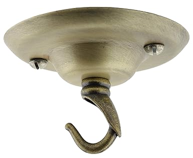 Art Deco Styled Ceiling Rose And Hook In Antique Brass Finish