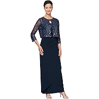 Alex Evenings womens Plus-size Cold Shoulder Popover Special Occasion Dress, Navy, 14 Plus at Amazon Women's Clothing store Alex Evenings womens Plus-size Cold Shoulder Popover Special Occasion Dress, Navy, 14 Plus at Amazon Women's Clothing store