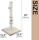 Dimaka 29 Inch Tall Cat Scratching Post Sisal Rope Plush Brown view 2