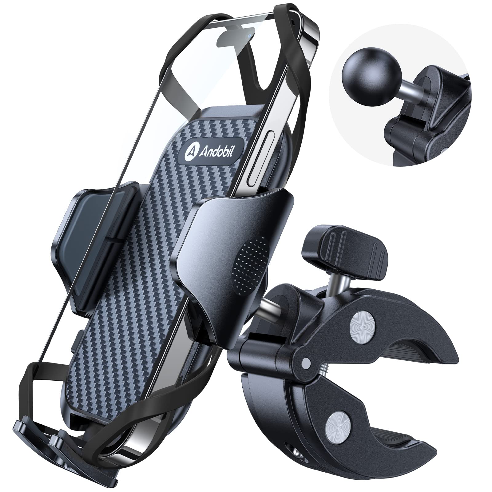 andobil Bike Phone Holder, [Military Sturdy & Anti Shake] Phone holder for bike motorbike motorcycle,360° Rotation Adjustable bike phone mount compatible with iPhone 13 14 Pro Max 12 Samsung S22 S21