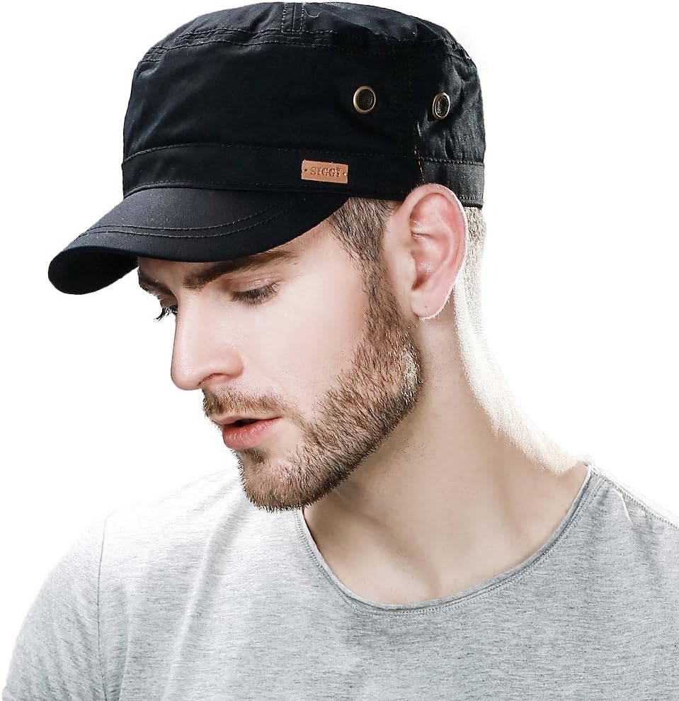 Siggi Mens 100% Cotton Classic Army Caps Military Hats Baseball Cap for Men Adjustable(5 Colours 2 Sizes 56-64CM)