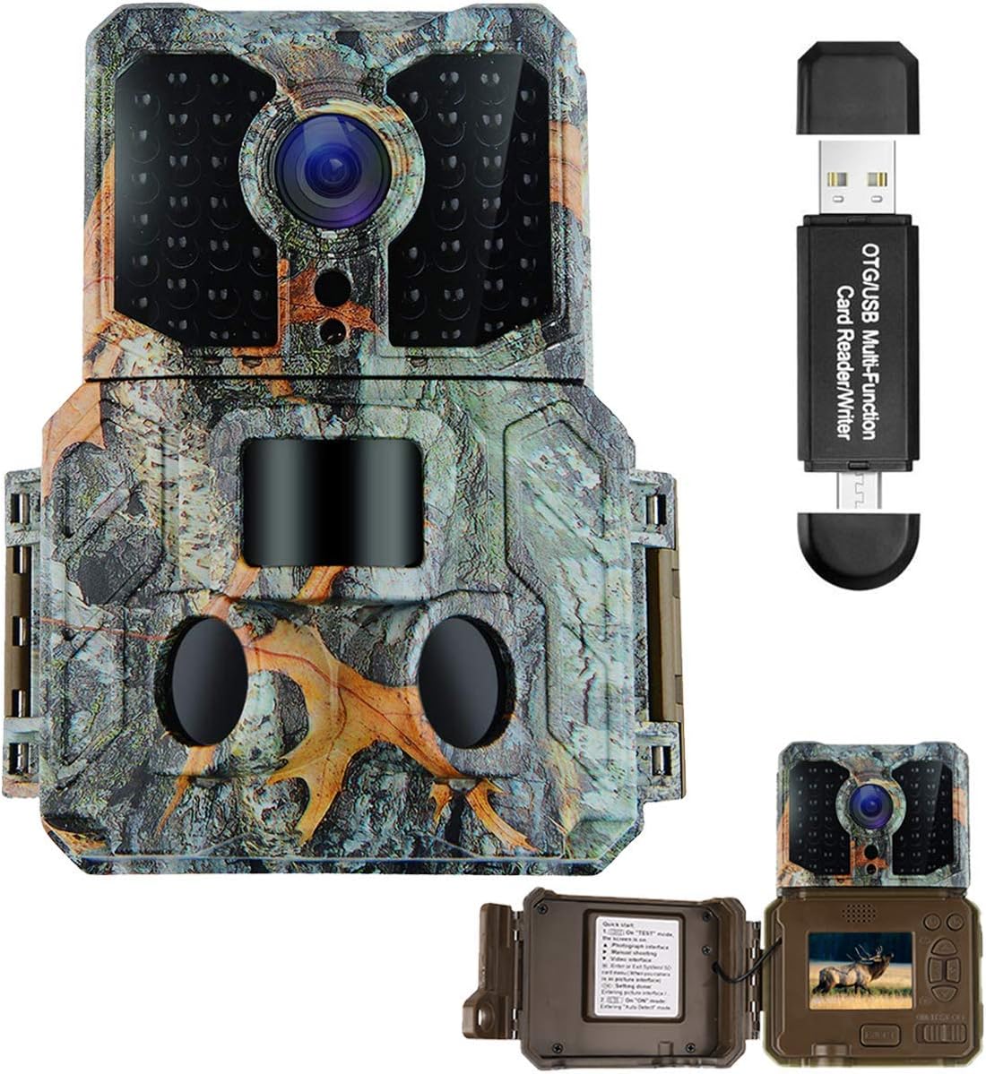 MACTREM Trail Camera with Night Vision Motion Activated 48pcs 850NM IR LEDs,1080P 16MP Wildlife Hunting Game Cam,3 Trigger Sensors 0.2s Trigger Speed 130°PIR Sensor Angle 2.0" LCD Display IP65