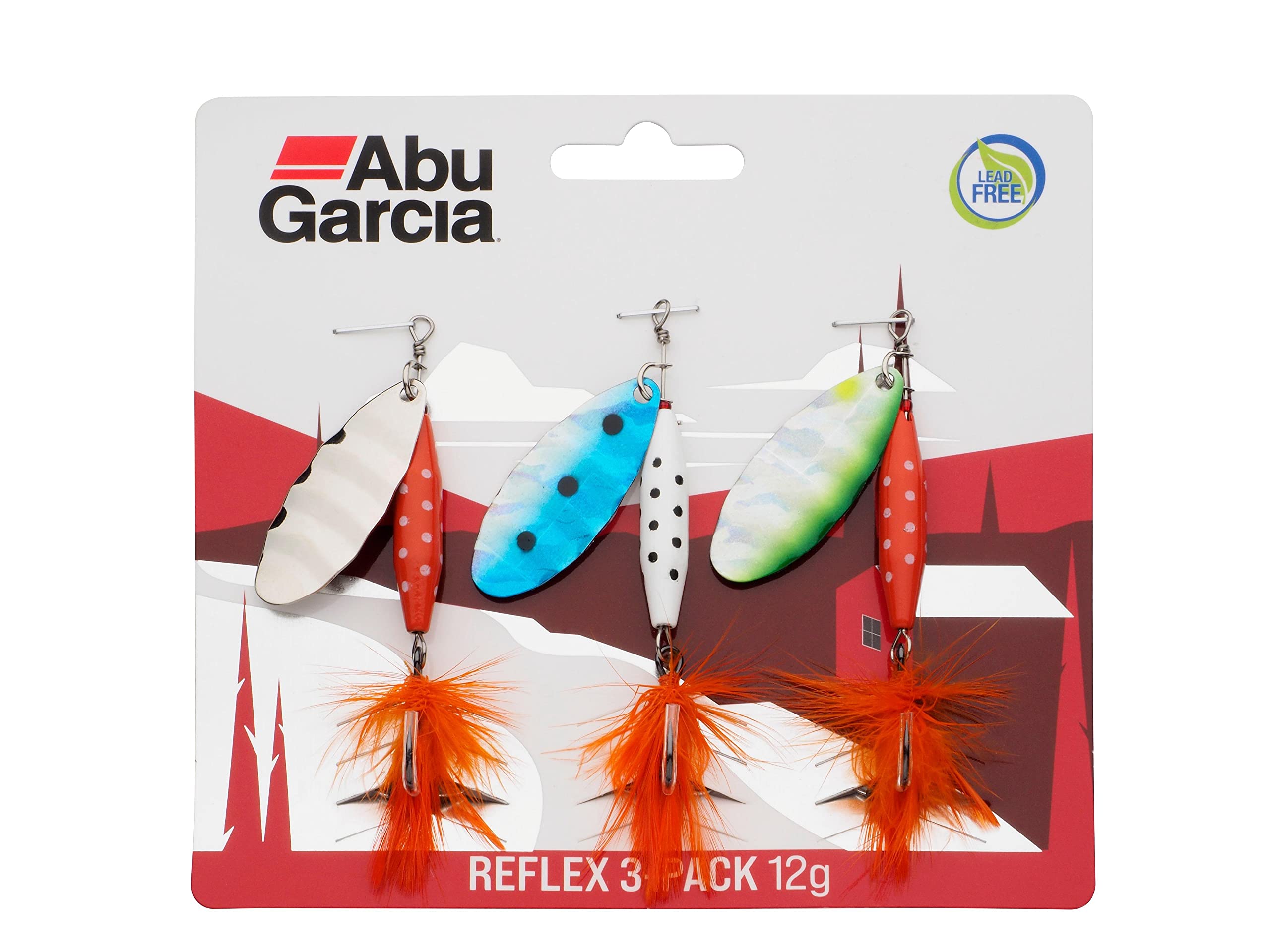 ABU GARCIA Reflex Spinner Lures - 3 Pack - Streamlined and Long Casting Spinner Blade Fishing Bait for Bass, Pollack, Sea Trout, Salmon, assorted, 45mm, 7g