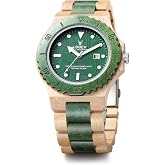 LeeEv Mens Wooden Watch, Wood Wrist Watch Handcrafted Sandalwood Vintage Calendar Analog Quartz Wooden Watches Gifts for Men