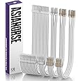 AsiaHorse 16AWG PSU Cable Extension Kit, Sleeved Custom Mod GPU PC Audio Video Power Supply Soft Braided Cables with Comb Kit, 24P/8P to 6+2P/ 8P to 4+4P 30CM