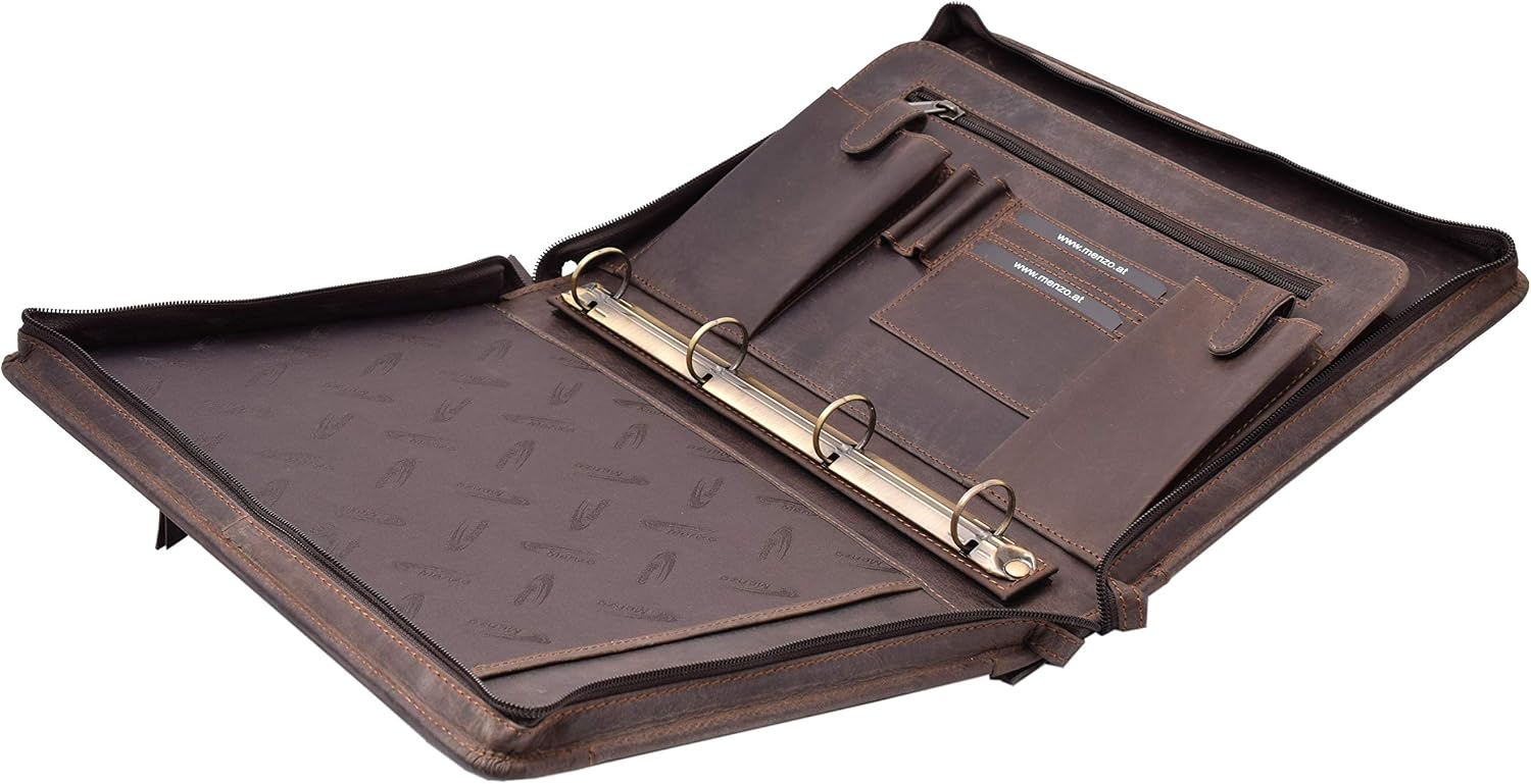 MENZO Leather Notepad, Vintage Buffalo Leather, Document Folder, Leather Folder, Writing Folder, Business Folder, Conference Folder (Darkbrown) - Image 5