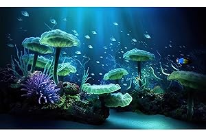 CATERRINA Underwater Aquarium Background Colorful Exotic Corals and Marine Terrarium Background Tropical Fish Deep Ocean Underwater Plants Fish Tank Backdrop Wallpaper Decorations Poster Vinyl 30x12in