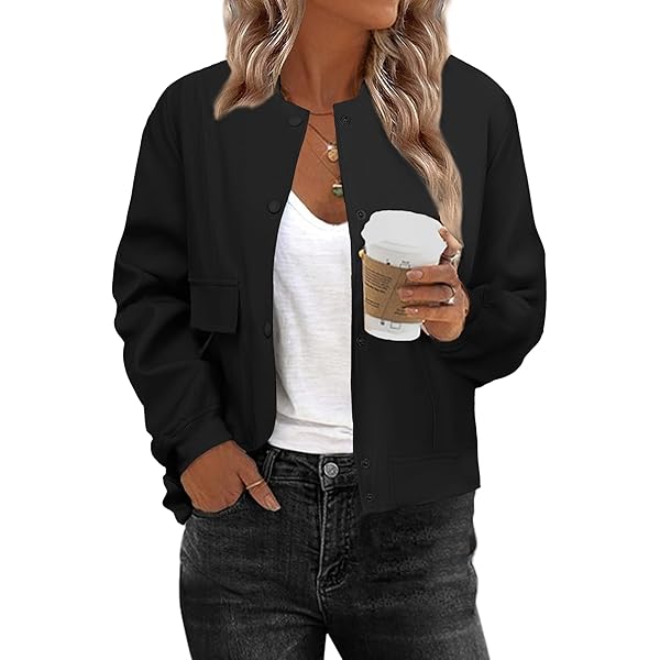 Amazon.com: Zeagoo Women Bomber Jacket Fall Striped Casual