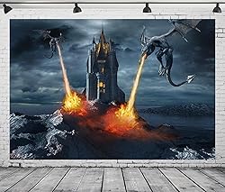 BELECO 10x8ft Fabric Gothic Castle and Dragons