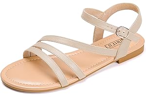 IDIFU Strappy Sandals for Women Dressy Summer Flat Sandals with Back Strap Open Toe Slingback Ankle Strap Sandals Wedding Bridal Prom Bride Bridesmaid Sandals Comfortable Cute Casual Dress Sandals