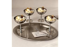 Hapivida 4PCS Stainless Steel Ice Cream Cups Serving Dessert Dish Bowls for Dessert, Sundae, Fruit, Salad, Snack, Cocktail, C