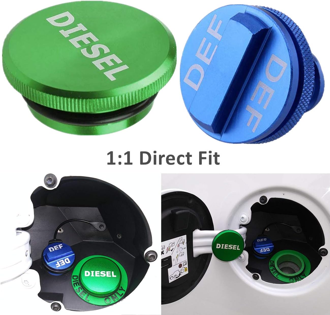 JOJOY LUX Diesel Fuel Cap Compatible with Dodge Ram, Aluminum Factory Combo Pack - Magnetic Diesel Fuel Cap & DEF Cap for RAM 1500 2500 3500 Trucks (2013-2019): Automotive