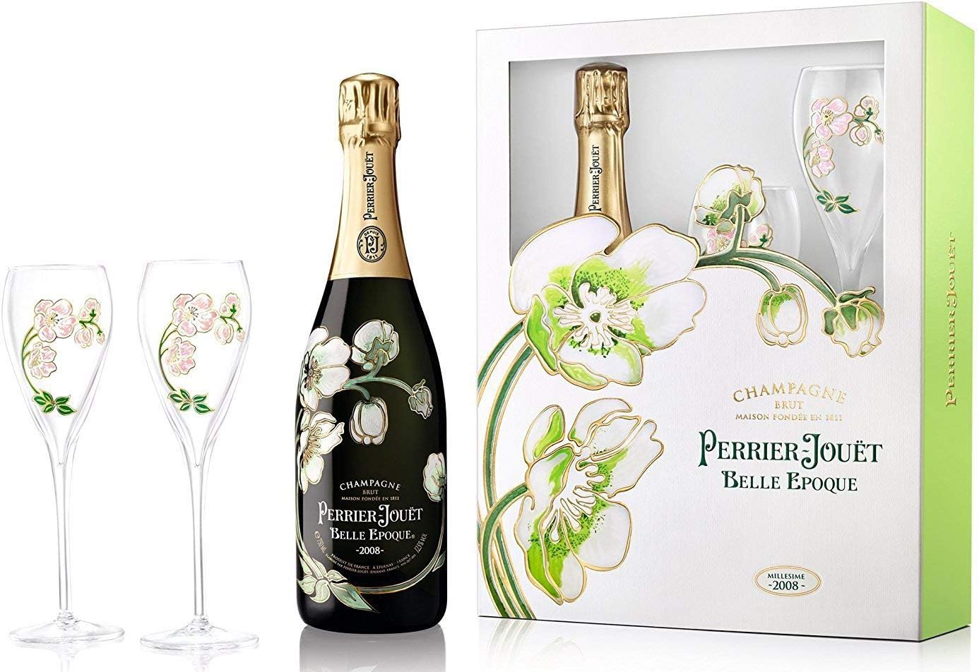Perrier-Jouët Belle Epoque Brut Champagne with 2 Flutes in Gift Box 2012, 75 cl