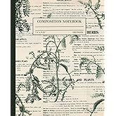 Vintage Herbs and Botanical Plants Composition Notebook College Ruled: Aesthetic Journal for School, College Students, Work, Diary