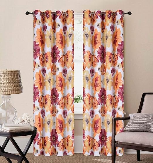 Amazon Com Set Of 2 Grommet Floral 52 W X 63 Length Decorative