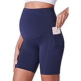 POSHDIVAH Maternity Shorts for Women Over Belly Biker Summer Pregnancy Workout Yoga Active Running Short Leggings 5"/8"
