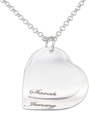 Vincenza Personalised Stainless Steel Double Heart Pendant Necklace With Silver Plated For Mother S Day Valentine S Birthday Friendship Day Free Engravable 2 Solid Hearts Vincenza Amazon Co Uk Jewellery