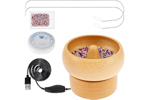 Electric Wooden Bead Spinner, Adjustable Speed and Direction Spin Bead Loader USB Powered Spin Beading Bowl Kit with 2 Beadin