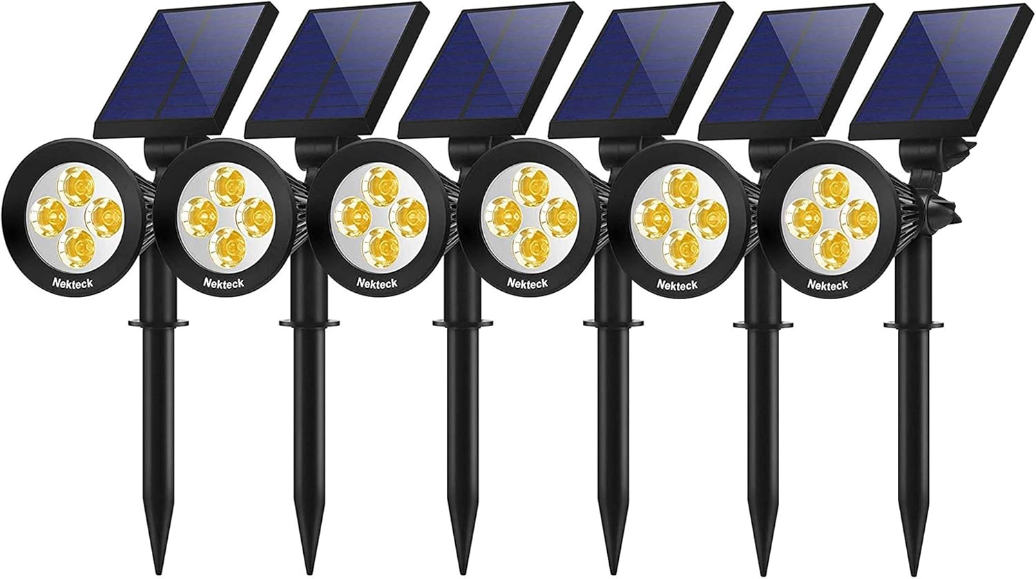 Nekteck 6 Pack Solar Lights, 2-in-1 Outdoor Solar Spotlights Powered Adjustable Wall Light Landscape Lighting, Bright and Dark Sensing, Auto On/Off for Yard, Pathway, Walkway, Garden, Driveway - - 
