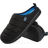 LongBay Mens Slip on Slippers Two-Tone Indoor Outdoor House Shoes Memory Foam Camping Garden Down Clogs