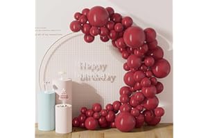 DECOCKRAT 130PCS Burgundy Balloons, Latex Balloons Different Sizes 18/12/10/5 Inch, Helium Balloons with Ribbon, Party Balloon Set for Birthday Wedding Graduation Anniversary Baby Shower Decoration