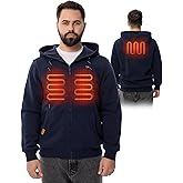 HENNCHEE Heated Hoodies for Men Women with Battery Pack, Zip Up Hooded Sweatshirt, Heating Jacket Unisex Hunting Fishing