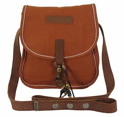 The House Of Tara Wax Coated Canvas Girls Messenger Bag (Small, Rust)