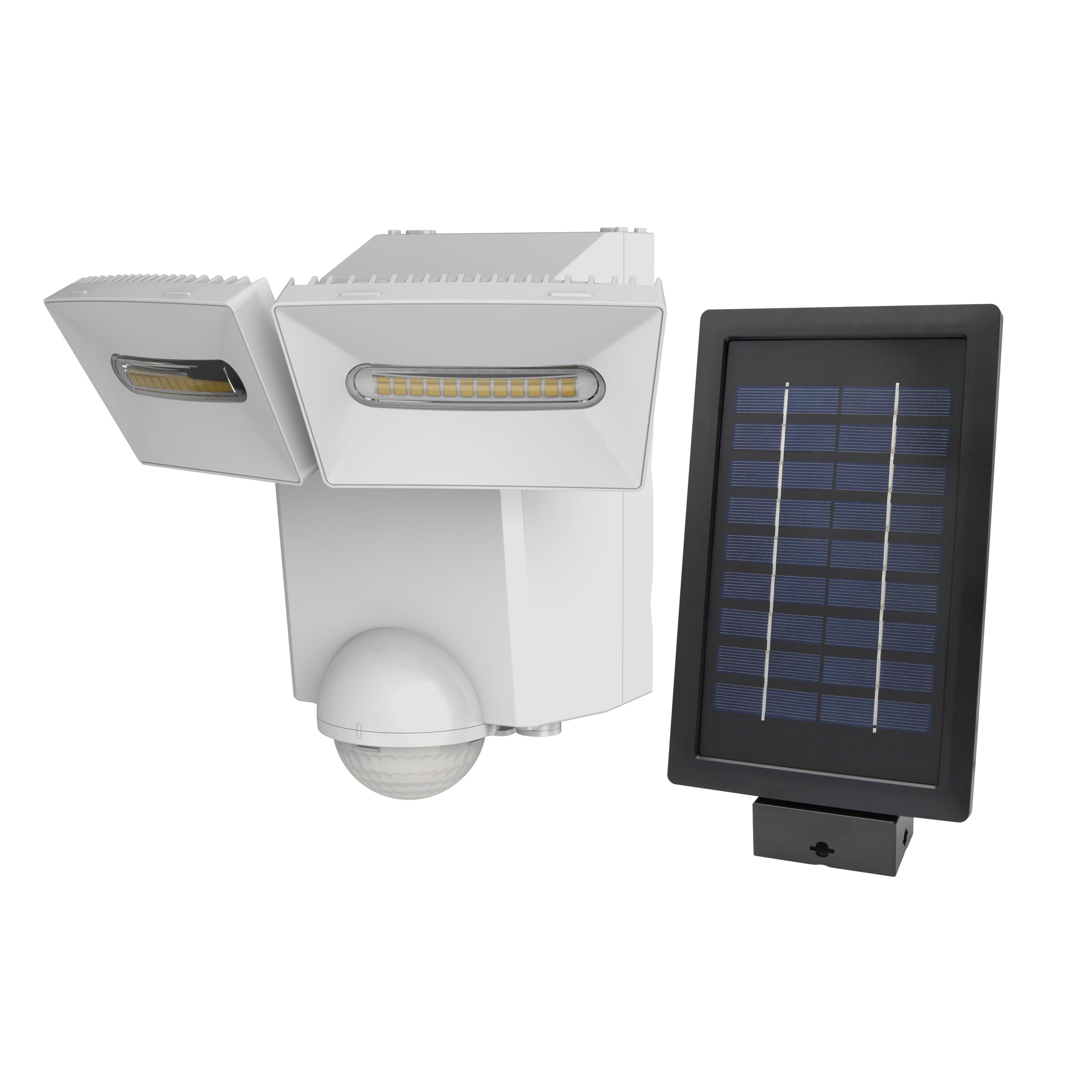 White IQ Twinspot PIR Solar Powered Security Light - Outdoor Security Wall Light - Exterior Solar Powered PIR Motion Sensor - 1400 Lumen LED Twinspot (Single), LS1914-WH