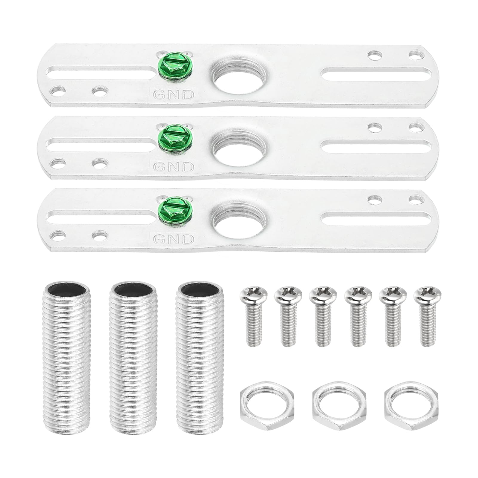 PATIKIL 4" Light Crossbar Kit, 3 Set Universal Light Fixture Mounting Bracket with 1/4IP Tap Center Hole Ceiling Light Plate Canopy Hardware Set for Chandelier Wall Light, Silver Tone