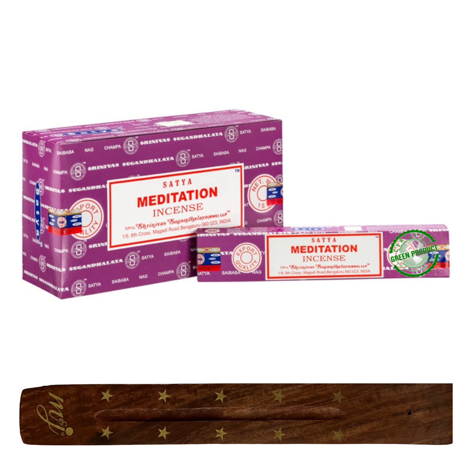 Original Satya Nag Champa Meditation Incense Sticks | with M&J incense sticks holder | Full Box | for Aromatherapy, Spa, Yoga, Weddings, Meditation, Healing, Positivity and Relaxation
