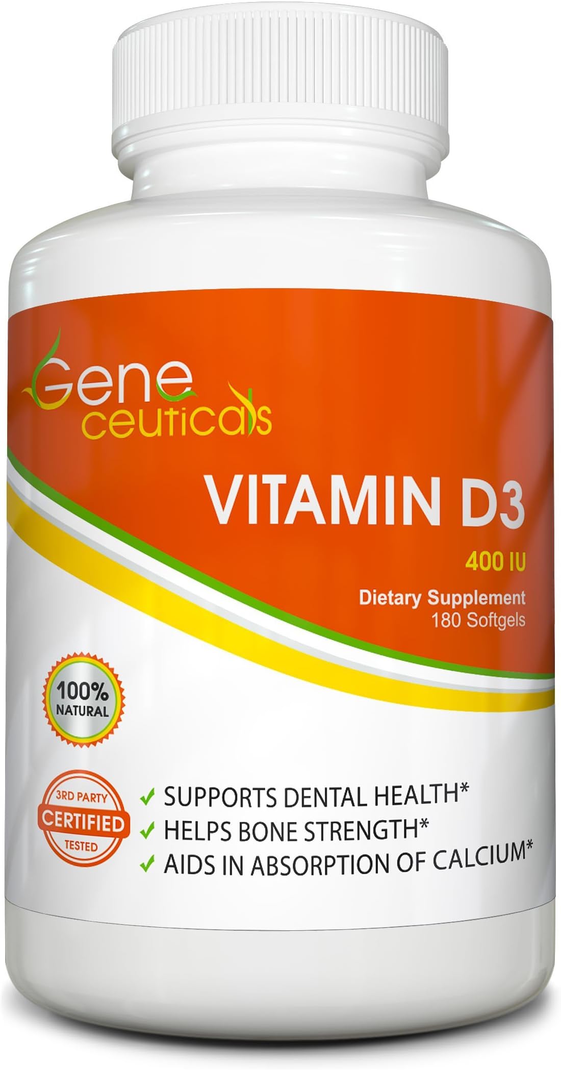 Potent Vitamin D-3 Supplement – Strengthens Bones- Boosts the Immune System – Improves Cognitive Function – 100% Satisfaction Guarantee (180 Softgels)