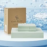 Cozy Bliss Premium Cooling Sheet Set Queen Size, Q-Max>0.4, 3PCS No Flat Sheet with 2 Pillowcases, Breathable Fitted Sheet for Hot Sleepers & Night Sweats, Deep Pocket Up to 18 Inches, Mint Green