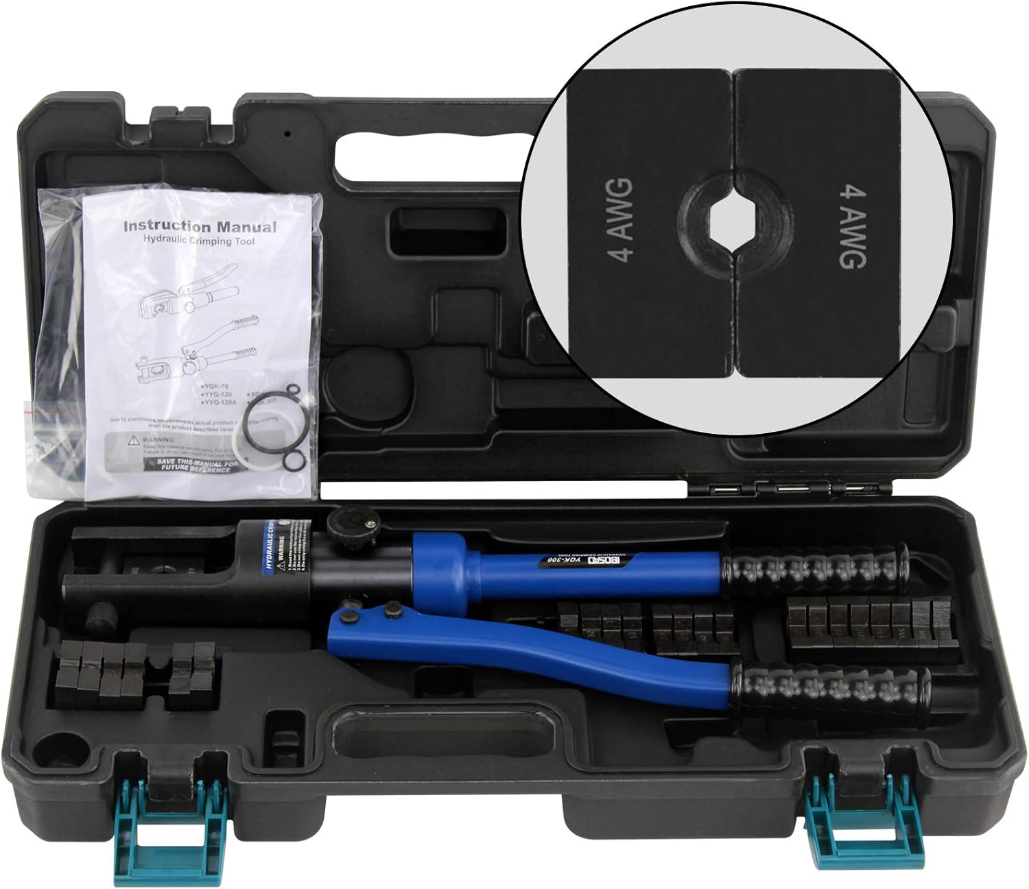 IBOSAD Hydraulic Wire Crimper Hydraulic Cable Lug Crimper - 11 US TON 6 AWG to 600 MCM Crimping Tool Electrical Terminal Cable Wire Tool Kit Wire Battery Cable Lug Terminal Crimper