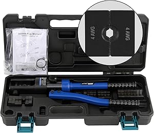 IBOSAD Hydraulic Wire Crimper Hydraulic Cable Lug Crimper - 11 US TON 6 AWG to 600 MCM Crimping Tool Electrical Terminal Cable Wire Tool Kit Wire Battery Cable Lug Terminal Crimper