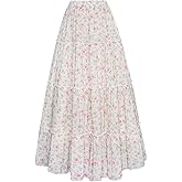 Scarlet Darkness Floral Maxi Long Skirts for Women Summer 2026 Tiered Skirt Flowy Boho Fairy Skirt with Pockets