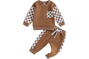 ALLSHOPE Toddler Baby Boy Fall Outfit Crewneck Long Sleeve Sweatshirt Tops Elastic Pants Jogger Cute Newborn Winter Clolthes Set