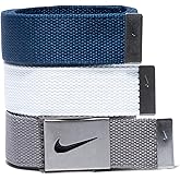 Nike Men's 3 Pack Golf Web Belt, White/Gray/Navy, One Size