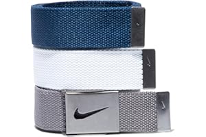 Nike Men's 3 Pack Golf Web Belt, White/Gray/Navy, One Size