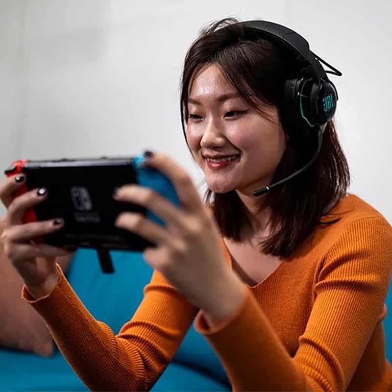 Quantum 910 Auriculares True Wireless Bluetooth, con cancelación de ruido adaptable, función gaming y carga, micrófono boom incorporado, negro