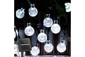 LSLCQW Solar String Lights, Small Crystal Ball Light，Outdoor String Light 60 LED 40ft 8 Lighting Modes Waterproof Solar Powered Patio Solar Light for Garden Yard Porch Wedding Party Decor (Pure White)