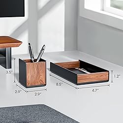 UPERGO Walnut Desk Tray with Pen Holder